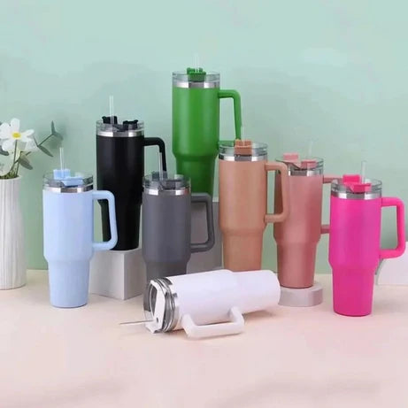 Double Wall Vacuum Tumbler with Lid Straw