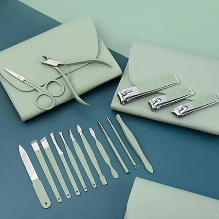 16pcs set Nail Cutter Set Stainless Steel Nail Clippers Set With Folding Bag Cutter Kits Scissors Makeup Beauty Tool