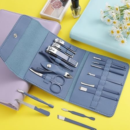 16pcs set Nail Cutter Set Stainless Steel Nail Clippers Set With Folding Bag Cutter Kits Scissors Makeup Beauty Tool