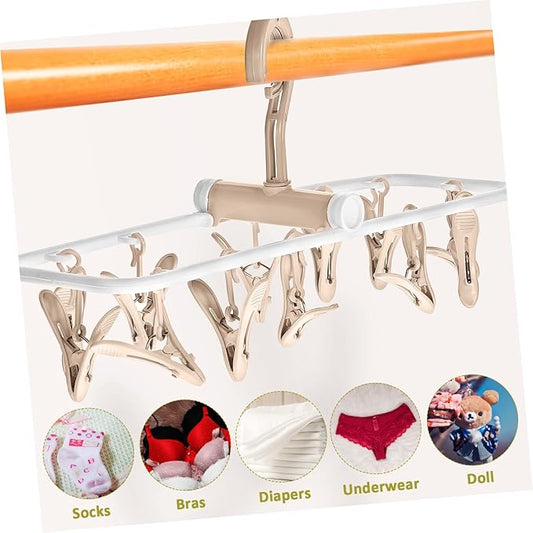 Foldable Baby Clothing & Laundry Hanger 12 Clips