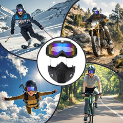 Motorcycle Helmet Mask, Windproof Motorcycle Riding Goggles, UV Protection Bike Mask