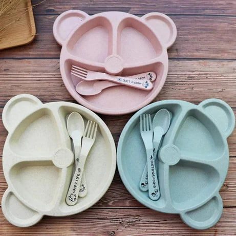 Cartoon Bear Shape Baby 5pcs Plate Set