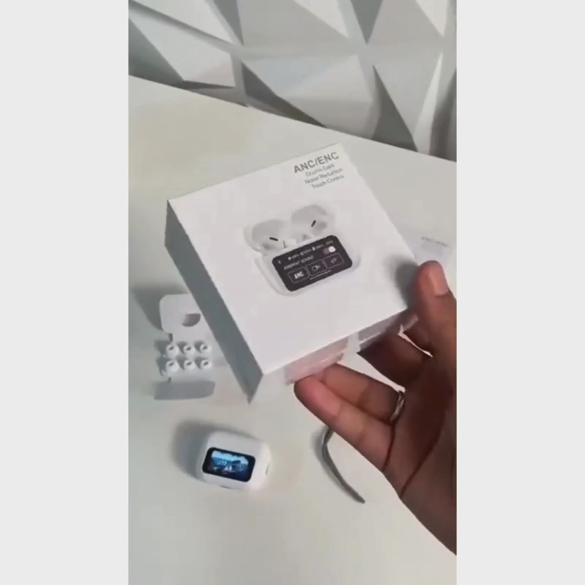 A9 Pro Touch Screen Airpods Pro – ANC Wireless Earbuds With Bluetooth 5.0, LCD Display, Super Bass And Pop-Up Feature
