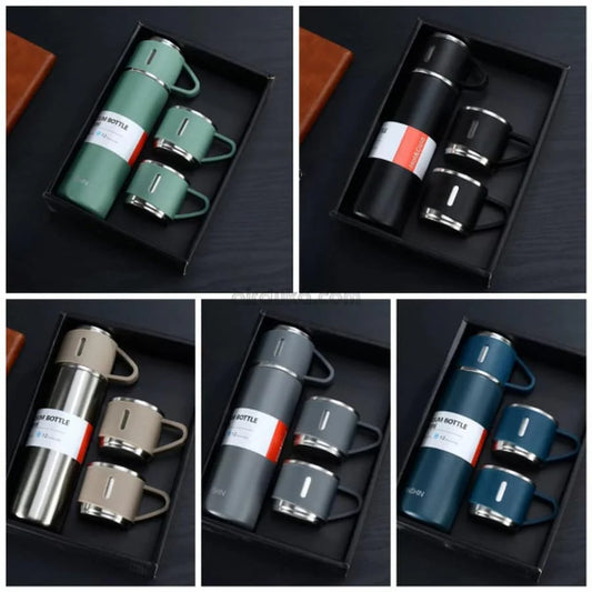 500 ML Vacuum Flask bottle Cup Set